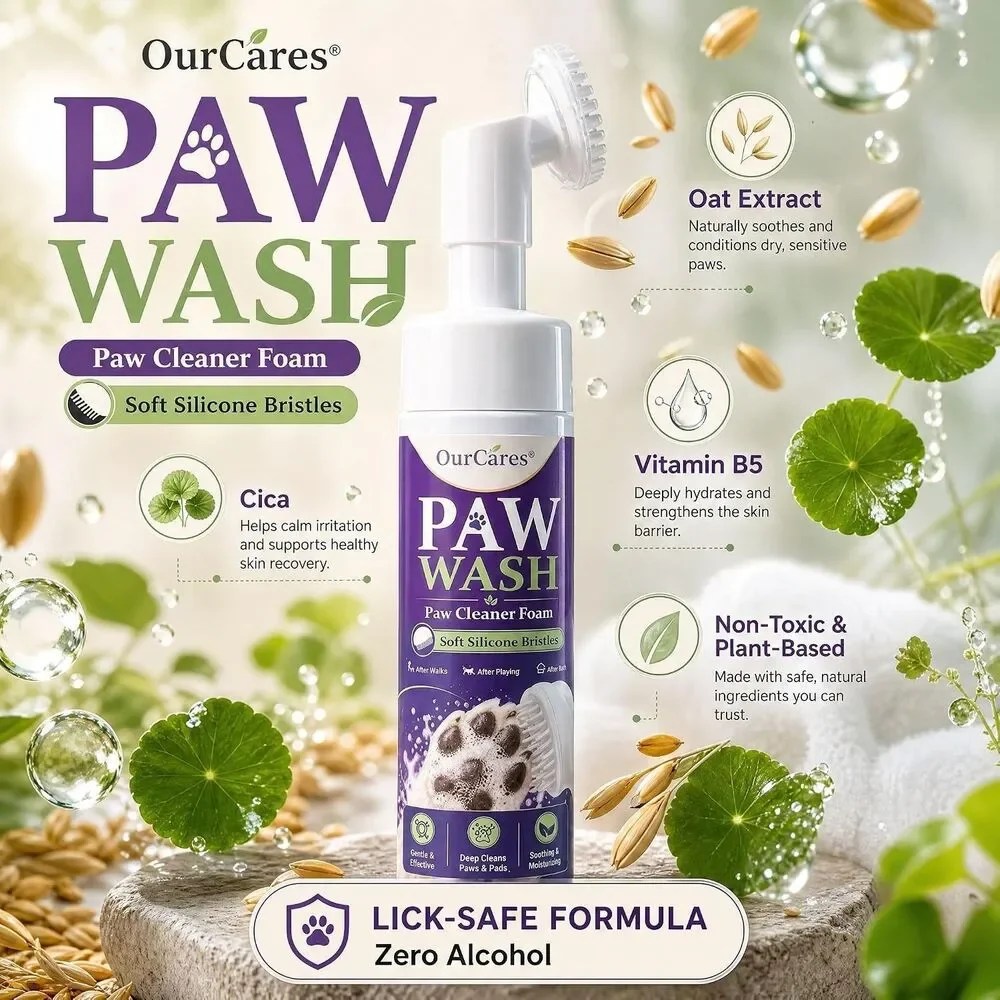 Dog Paw Cleaner Foam No Rinse Silicone Brush Alcohol Free Oat Cica Lavender New